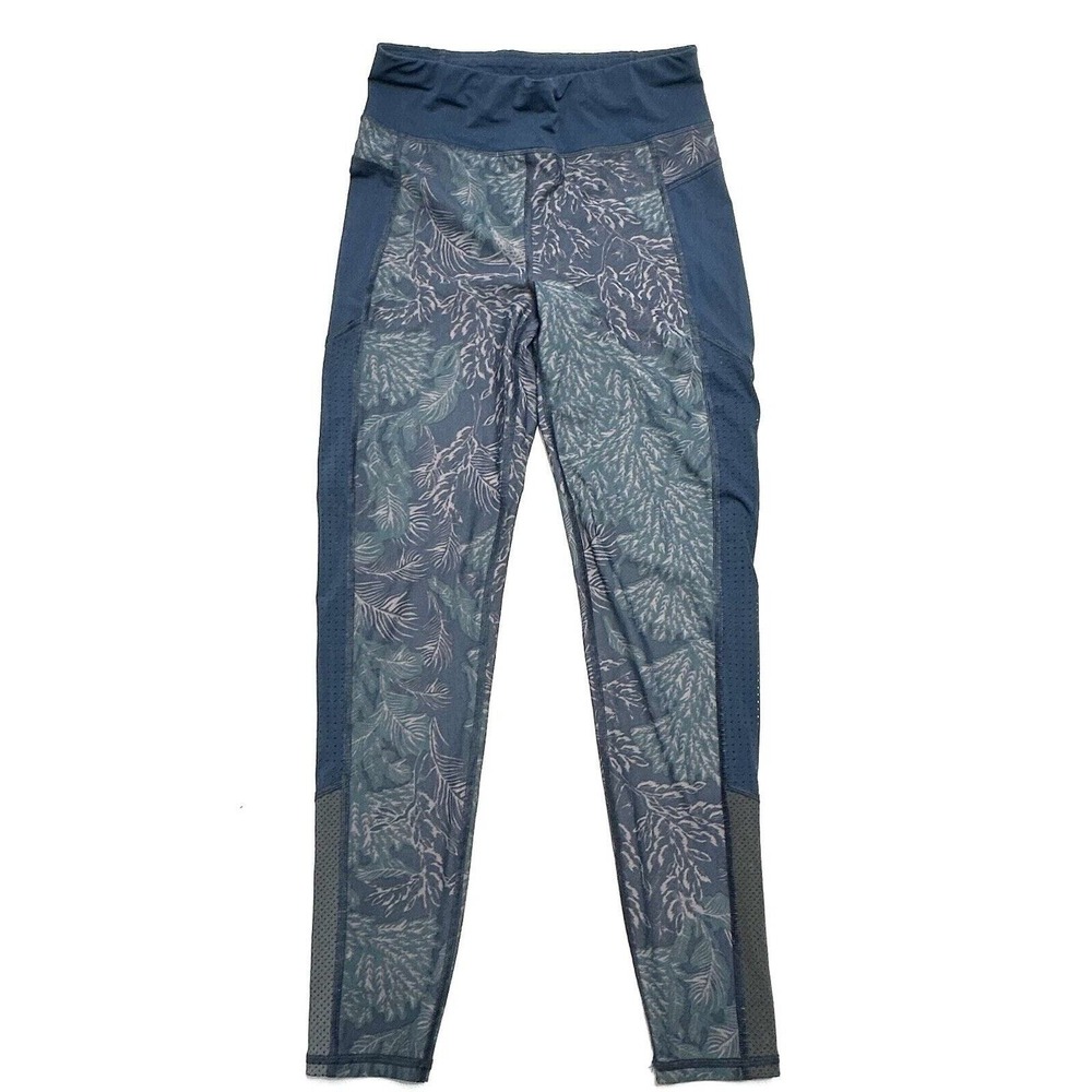 Sweaty Betty Leggings Size S Small Zero Gravity Grain Floral‎ Print Blue Mesh
